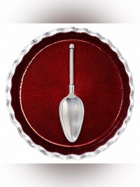 Simplydesignz 11” Fluted Cake Plate & Server Set NIB Burgundy Red